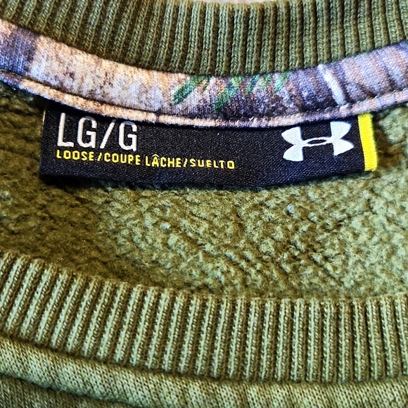 Under Armour Rival Antler Pullover Sweatshirt Green & Orange Size Large - Picture 5 of 7